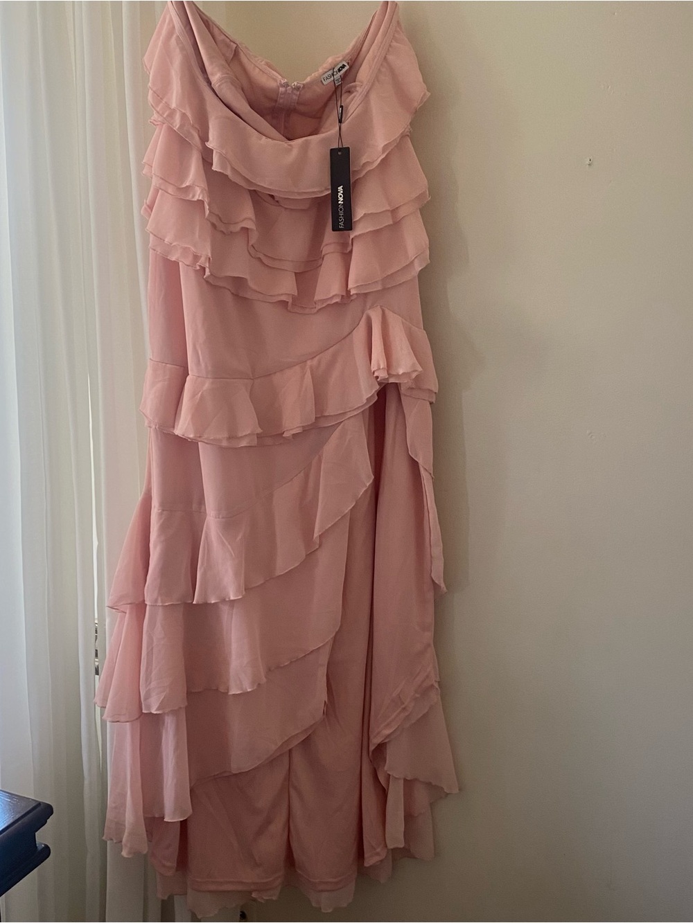 Fashion Nova Dusty Blush Pink Ruffle Tiered Maxi Dress